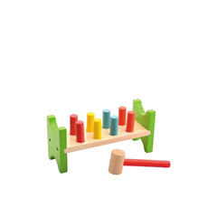 Johntoy Pound A Peg Set features a wooden pegboard with colorful plastic pegs and a mallet for baby activity play.