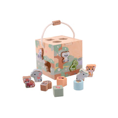 Johntoy - De Houten Wildies Familie Vormen Sorter - Baby Activiteit Speelgoed