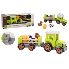 Johntoy - Houten Tractor Met Accessoires - Speelvoertuigen