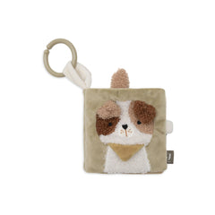 Jollein Soft Activity Book features a dog's face design with a yellow collar, brown and white patterns, and playful facial de