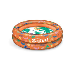 Mondo Disney Stitch inflatable pool rings feature vibrant orange and white fabric with playful printed patterns.