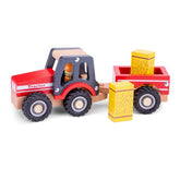 New Classic Toys - Tractor met Aanhangwagen - Hooi Stapels - Speelvoertuigen