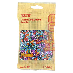 Pet Hama Iron-on Bead Mix packaging features a matte yellow design with a clear window showcasing colorful beads and bold tex