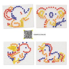 Quercetti FantaColor Tab Basic arts and crafts kit featuring a QR code labeled "examplesonline" on a plastic surface.