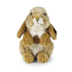 Plush beige hare with brown markings, sitting upright against a light background, featuring "RAPPS" text on its chest.