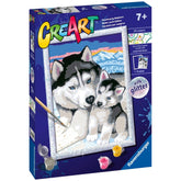 Ravensburger - Creart Schattige Huskies - Schilderen op Nummer - Kunst & Ambachten