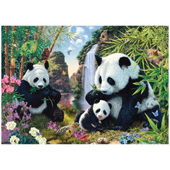 SCHMIDT SPIELE - Panda Familie bij de Waterval 500 Stukjes Volwassen Puzzels - Puzzels