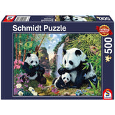 SCHMIDT SPIELE - Panda Familie bij de Waterval 500 Stukjes Volwassen Puzzels - Puzzels