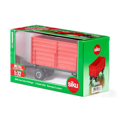 Siku 4-wheel-trailer toy train set in green packaging with red accents and clear window, showcasing a red train with black wh