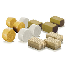Siku Bale assortment features colorful cylindrical rolls, resembling tape, displayed in a neat arrangement on a flat surface.