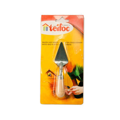 Teifoc trowel tool displayed in bright yellow packaging with red and white accents, featuring a plastic window and German tex