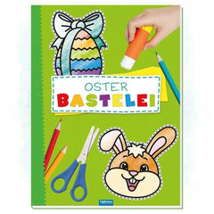 TROTSCH Easter Crafts Activity Book features a vibrant cover with playful illustrations of Easter eggs, scissors, and a bunny