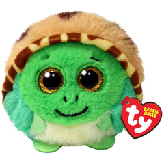 TY - Beanie Bellies Puffies Cruiser Green Turtle plush toy, 7 cm, smiling, with large eyes and textured fuzzy shell design.