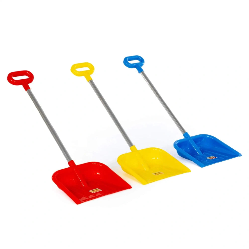 WADER Allround shovel set featuring yellow, red, and blue plastic-handled shovels with metal blades against a white backgroun