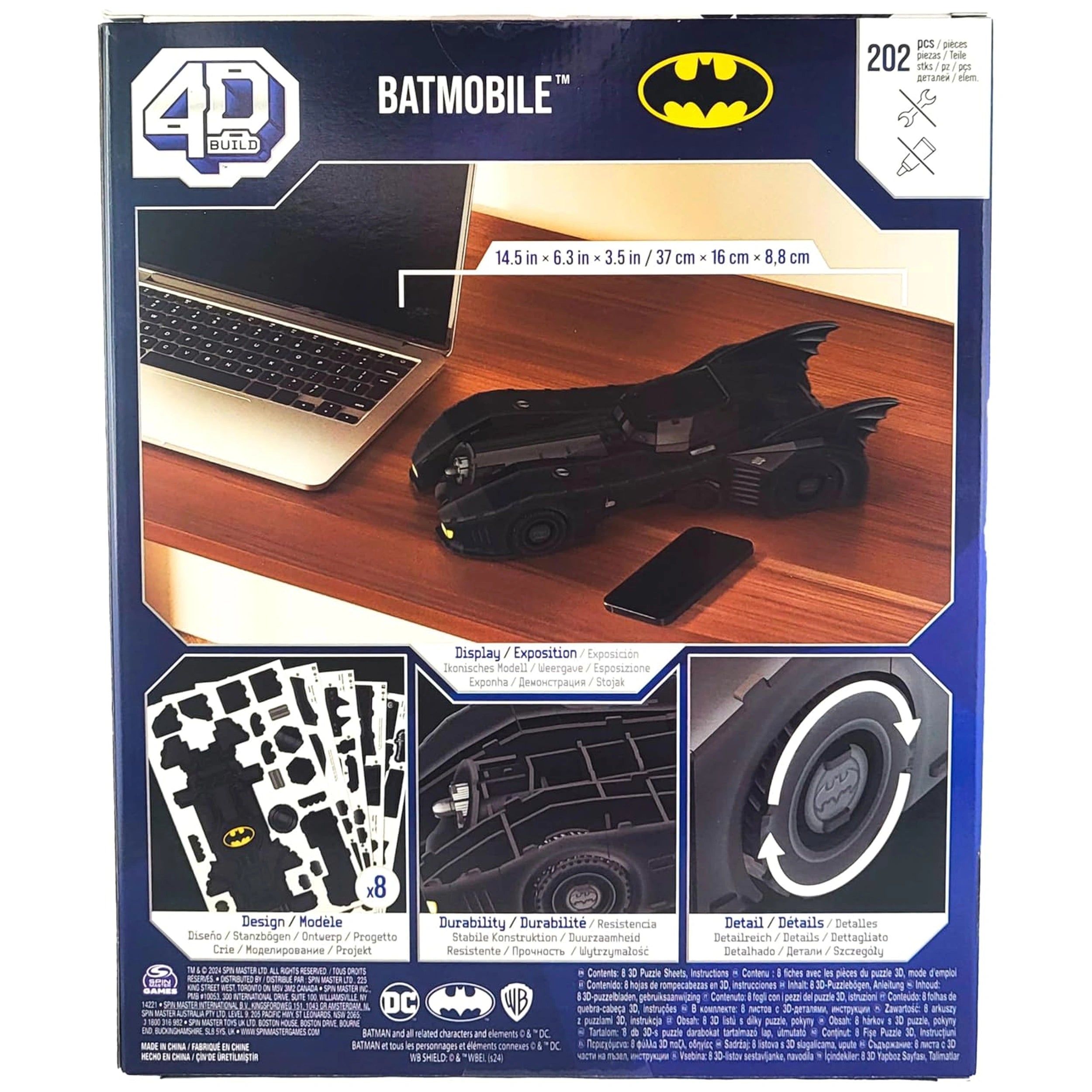 4D Build DC Batman Retro Batmobile 3D Puzzle Model Kit 202 Pcs Construction Set