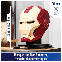 4D Build Marvel Iron Man 3D Puzzle Model Kit with Stand 96 Pcs Construction Set Toy