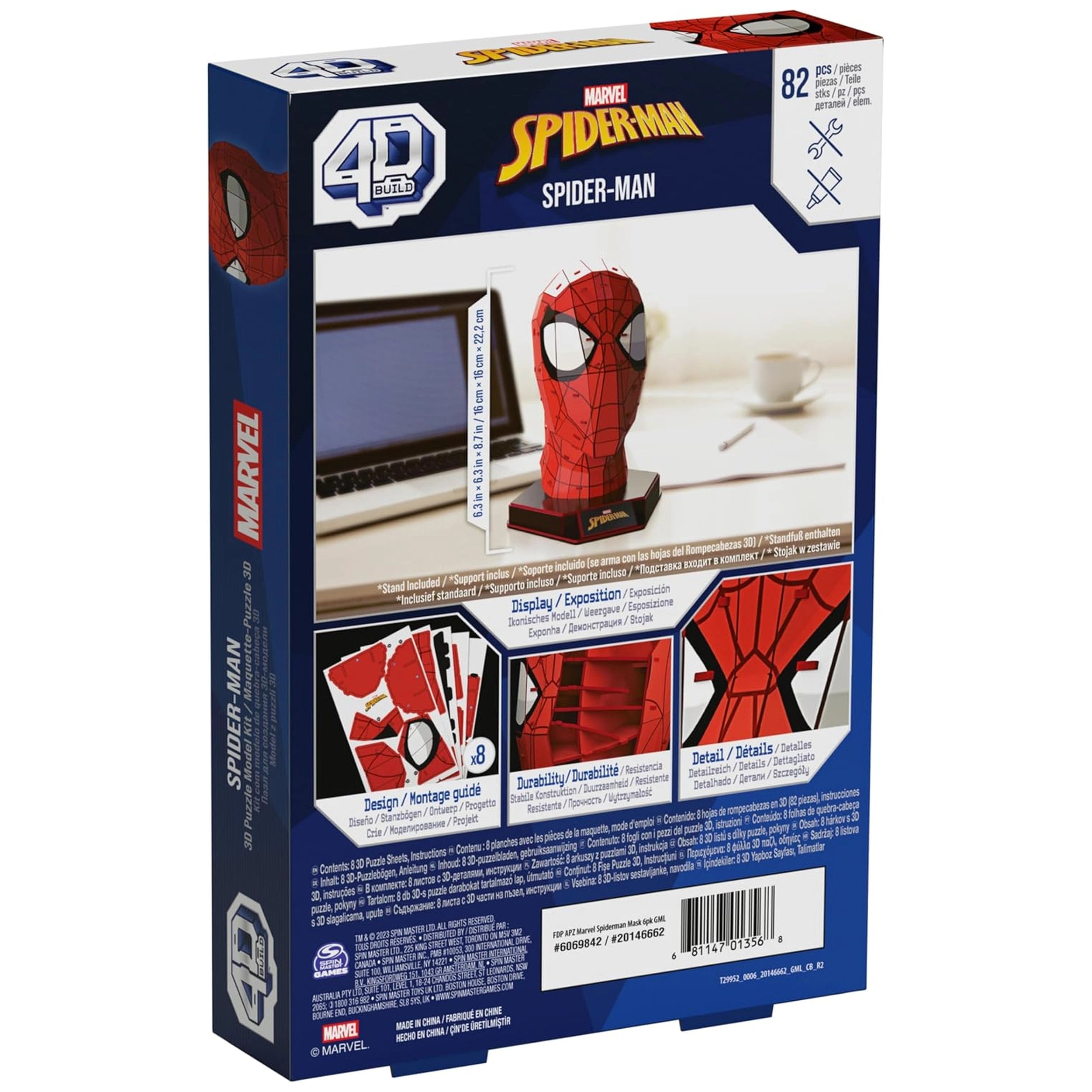 4D Build Marvel Spider-Man 3D Puzzle Model Kit with Stand 82 Pcs Construction Set