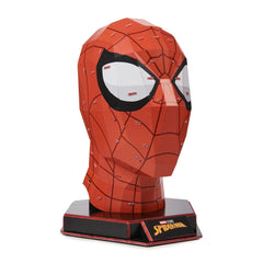4D Build Marvel Spider-Man 3D Puzzle Model Kit features a red and black Spider-Man mask on a sleek black base with a plaque.