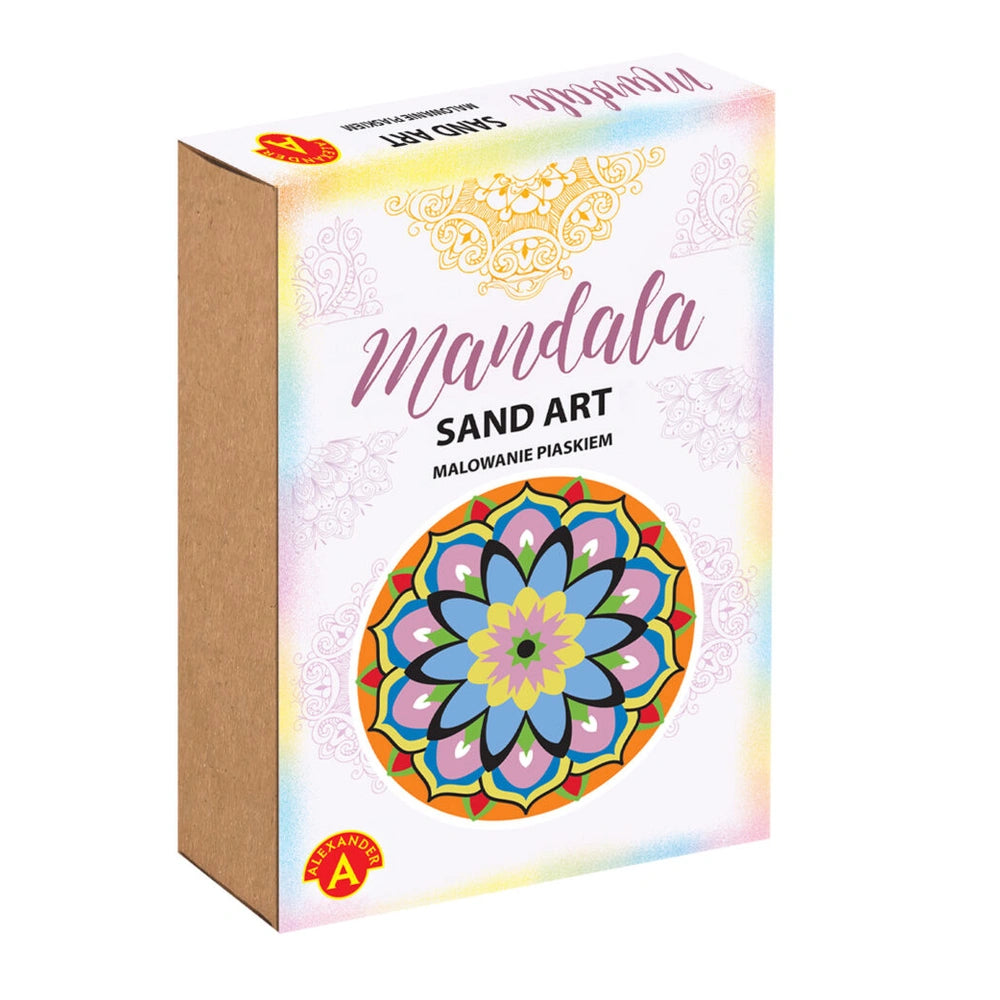 Alexander Sand Art Mandala box features a pastel gradient design with a central mandala pattern and decorative text.
