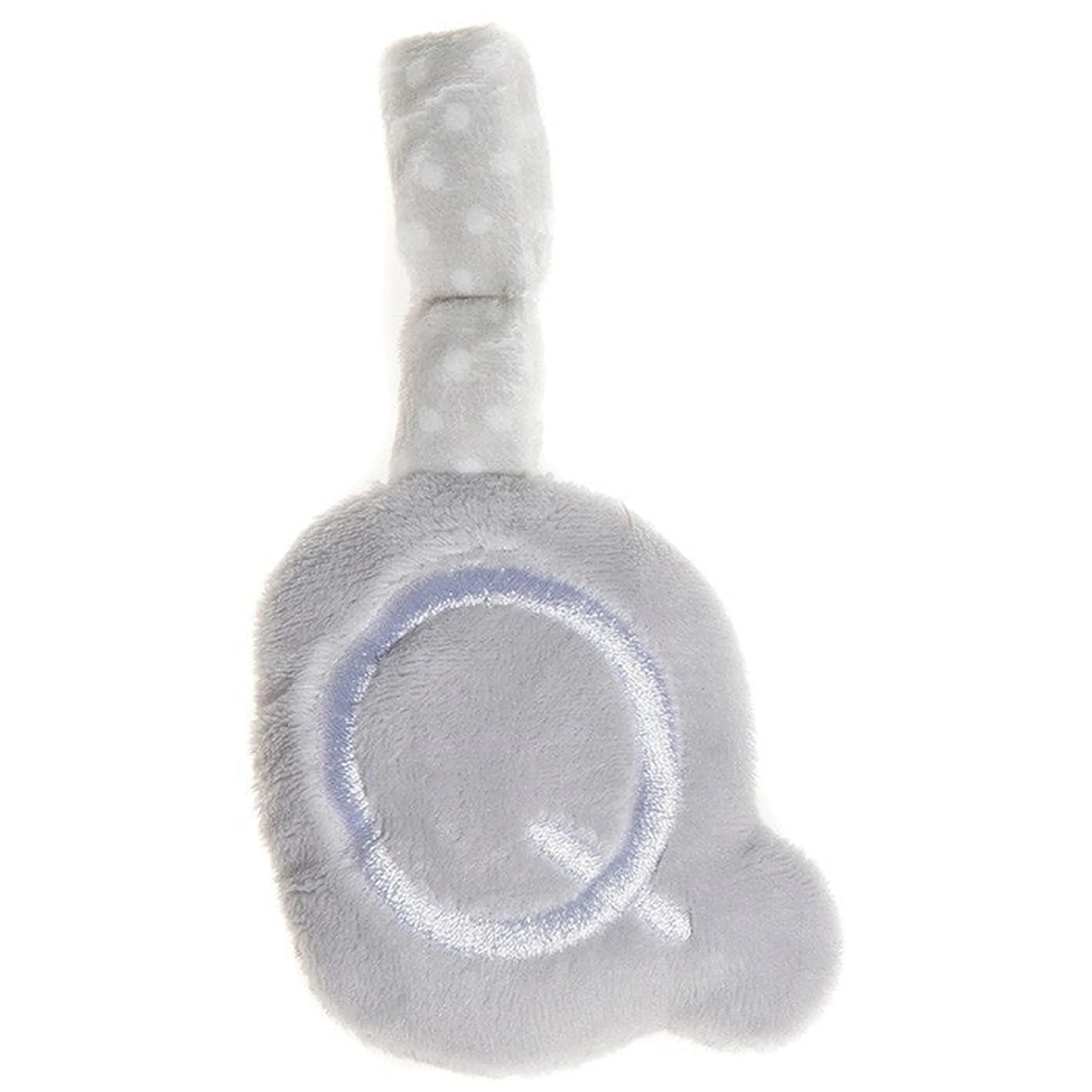 Soft grey plush letter Q with a polka dot handle, ideal for baby activities and nursery decor.
