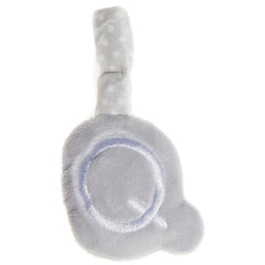 Soft grey plush letter Q with a polka dot handle, ideal for baby activities and nursery decor.