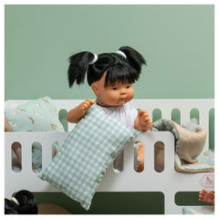Asi Bambole - Poppen - Cloe Collectie Bedset - Omkeerbaar Groen Wit - 3 Jaar