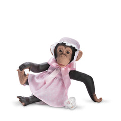 Asi Dolls - Lola The Chimpanzee 32 Cm In Pink Dress With White Stars