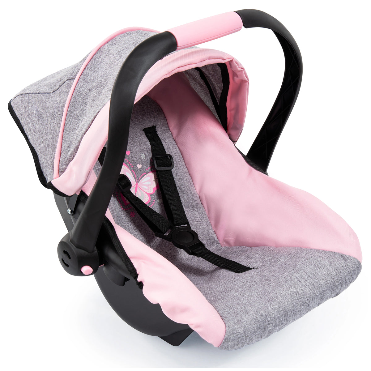 BAYER DESIGN - Doll Deluxe Car Seat with Canopy Gray Pink - Dolls Playsets Toy Figures