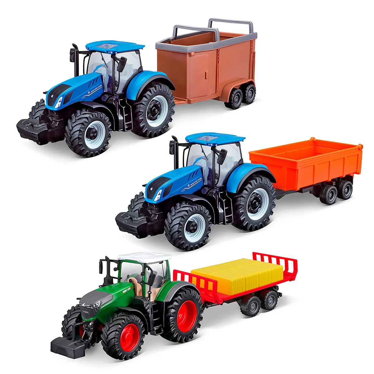 BBURAGO - Farm Tractors with Trailer Motorized 10 cm Die-Cast Metal - Play Vehicles