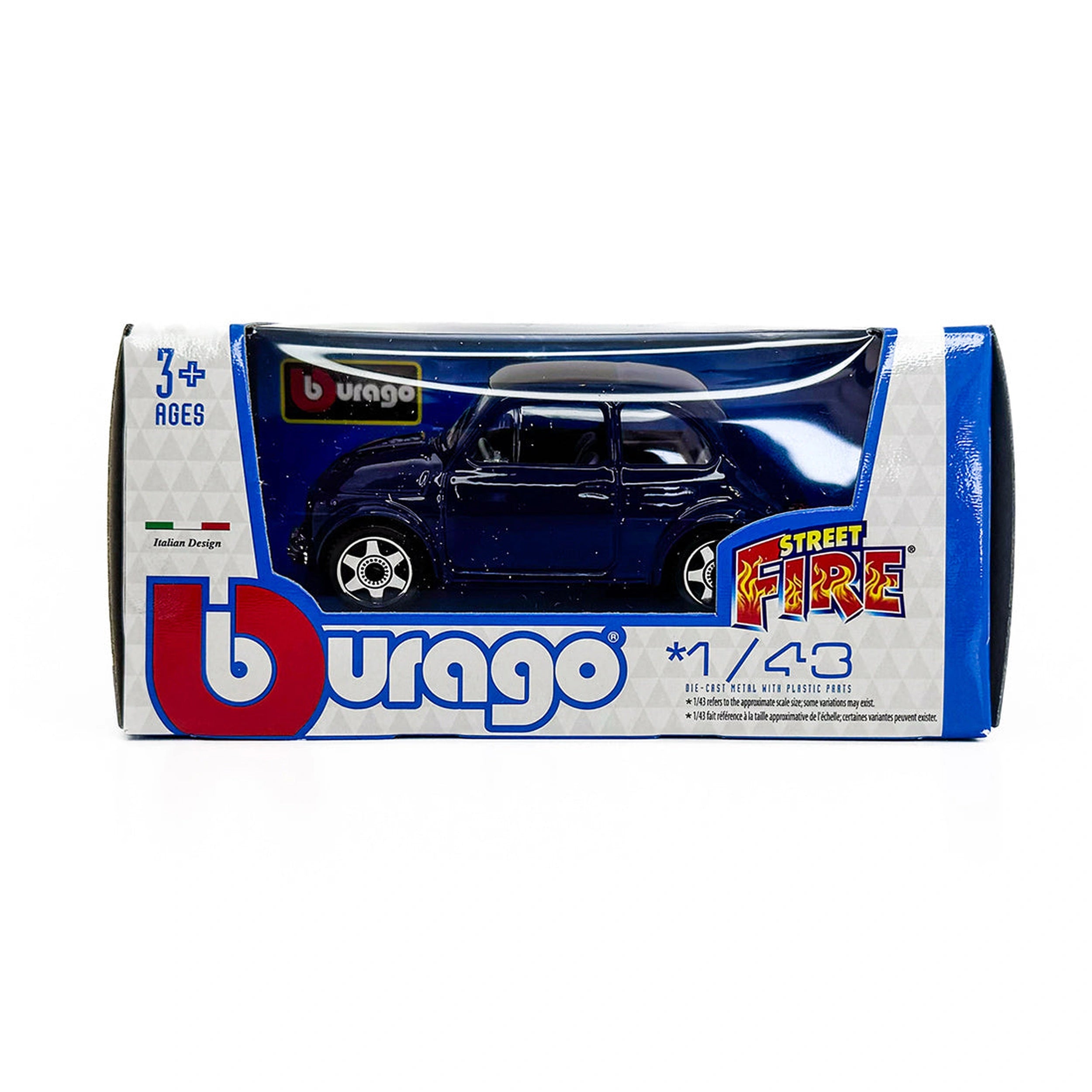 BBurago - Street Fire Fiat 500 1965 143 Die Cast Speelvoertuigen