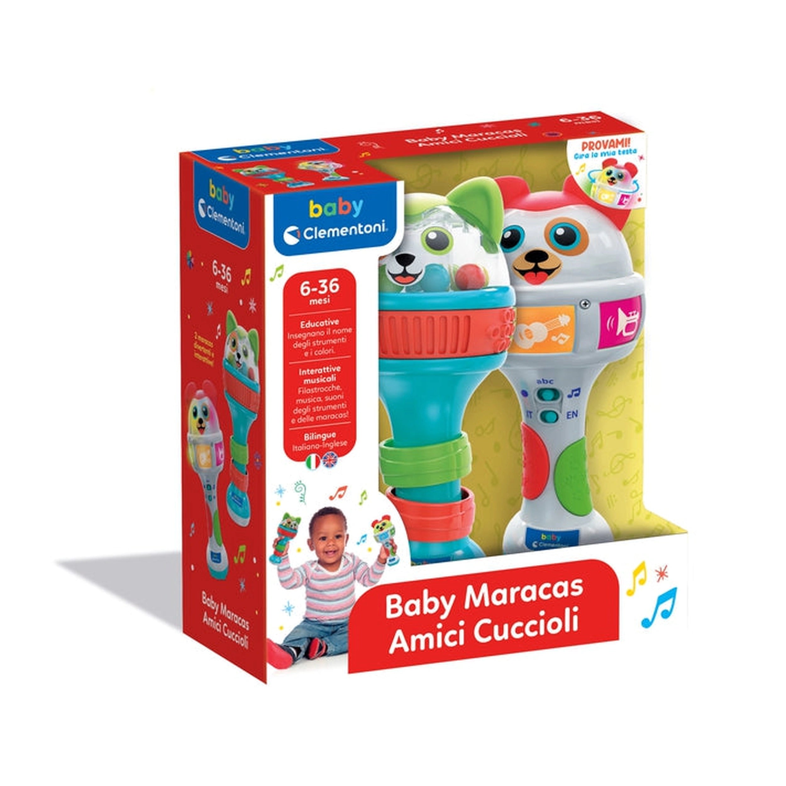 Baby Clementoni - Baby Maracas Amici Cuccioli Baby Activiteitsspeelgoed - Italiaanse Editie
