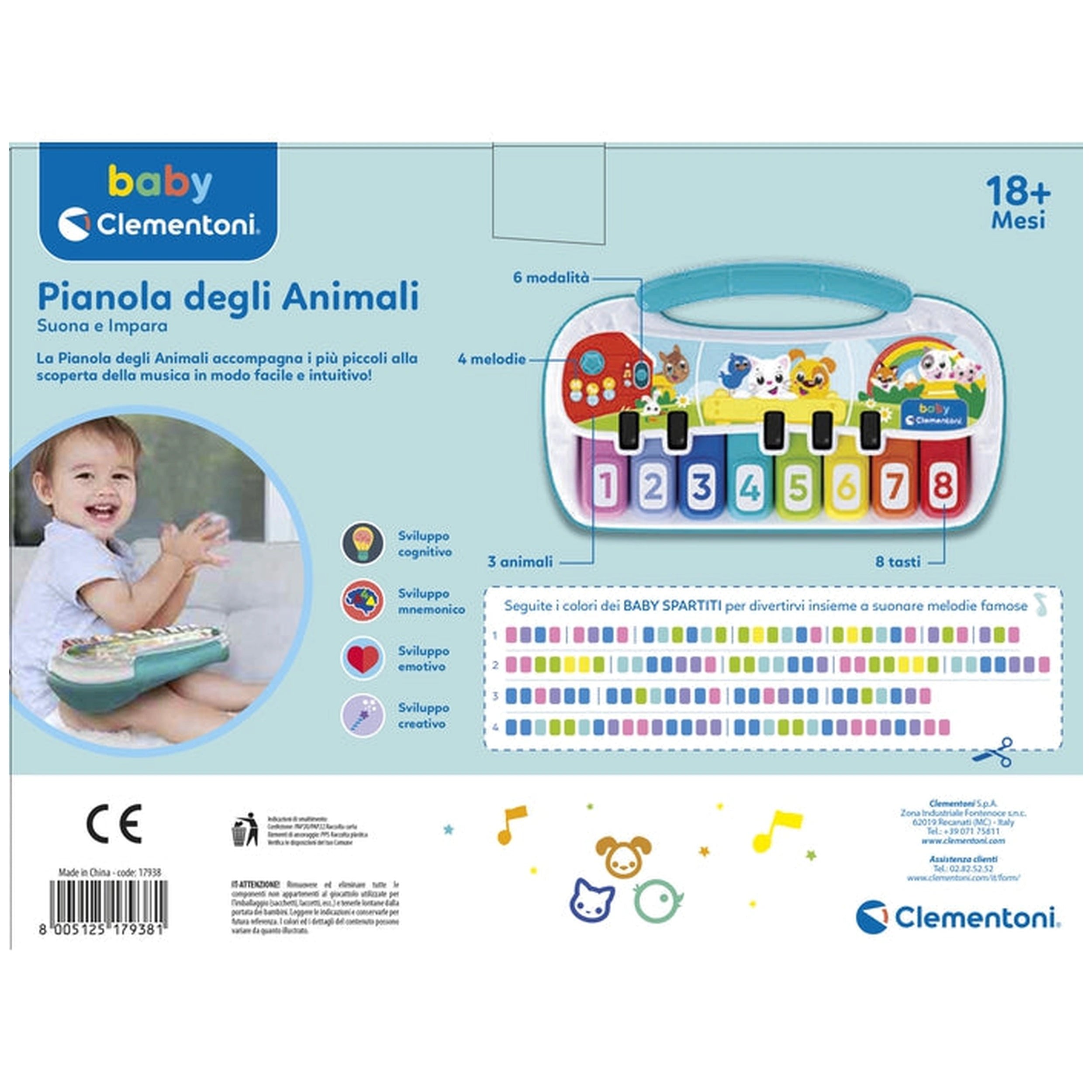 Baby Clementoni - Pianola Degli Animali Suona E Impara Baby Activity Toys - Italian Edition