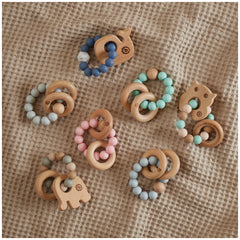 Bieco - Teething Ring Owl With Silicone Chain