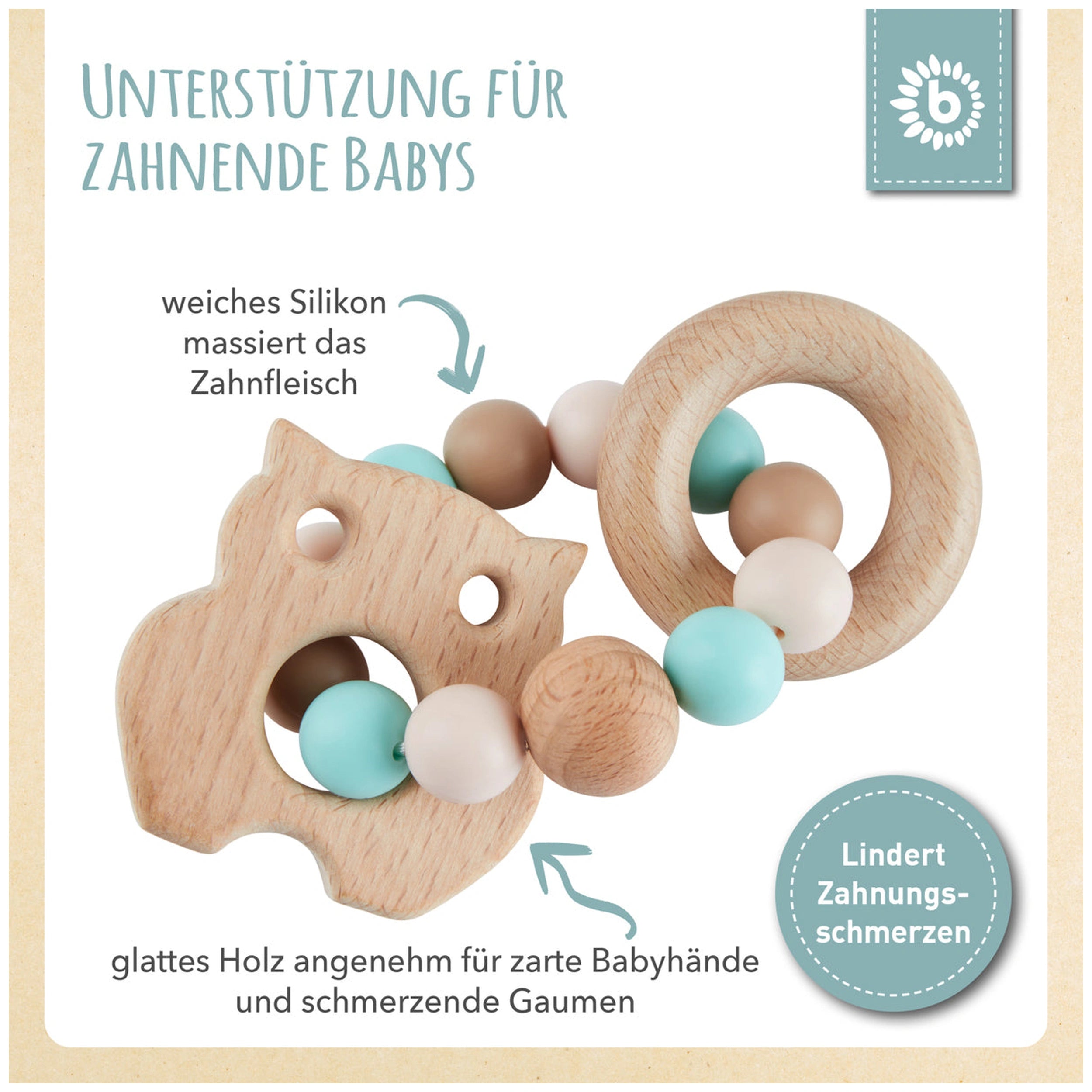 Bieco - Teething Ring Owl With Silicone Chain
