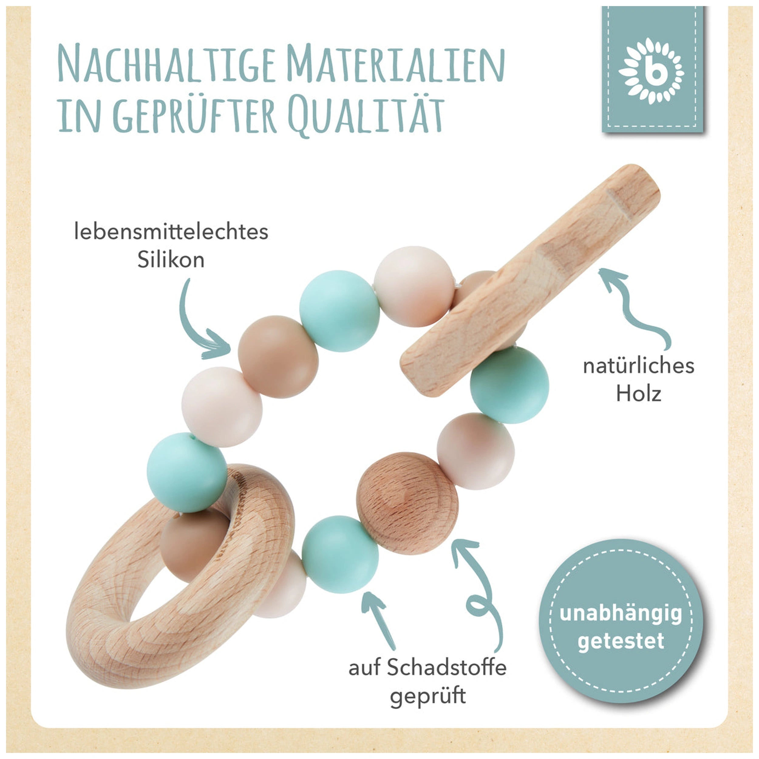 Bieco - Teething Ring Owl With Silicone Chain
