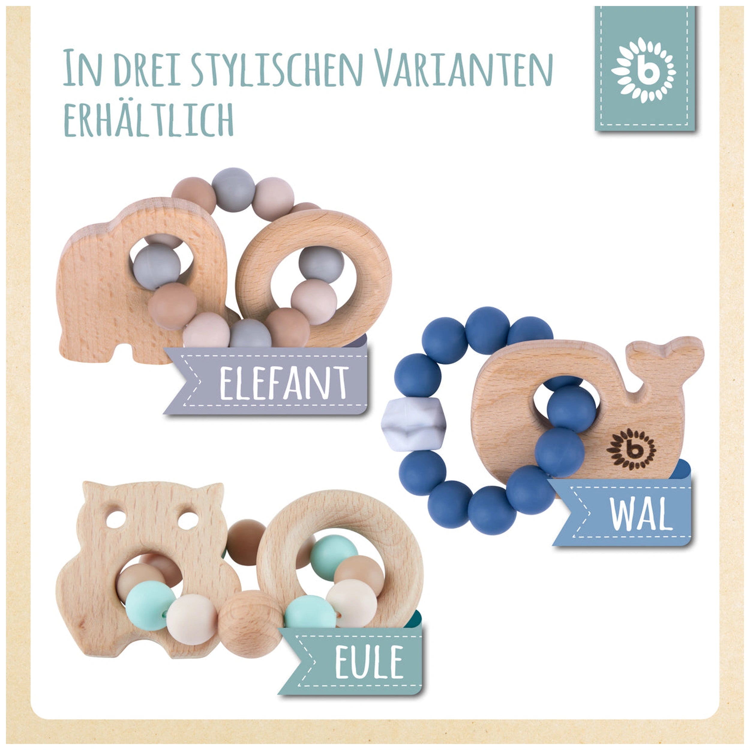 Bieco - Teething Ring Owl With Silicone Chain