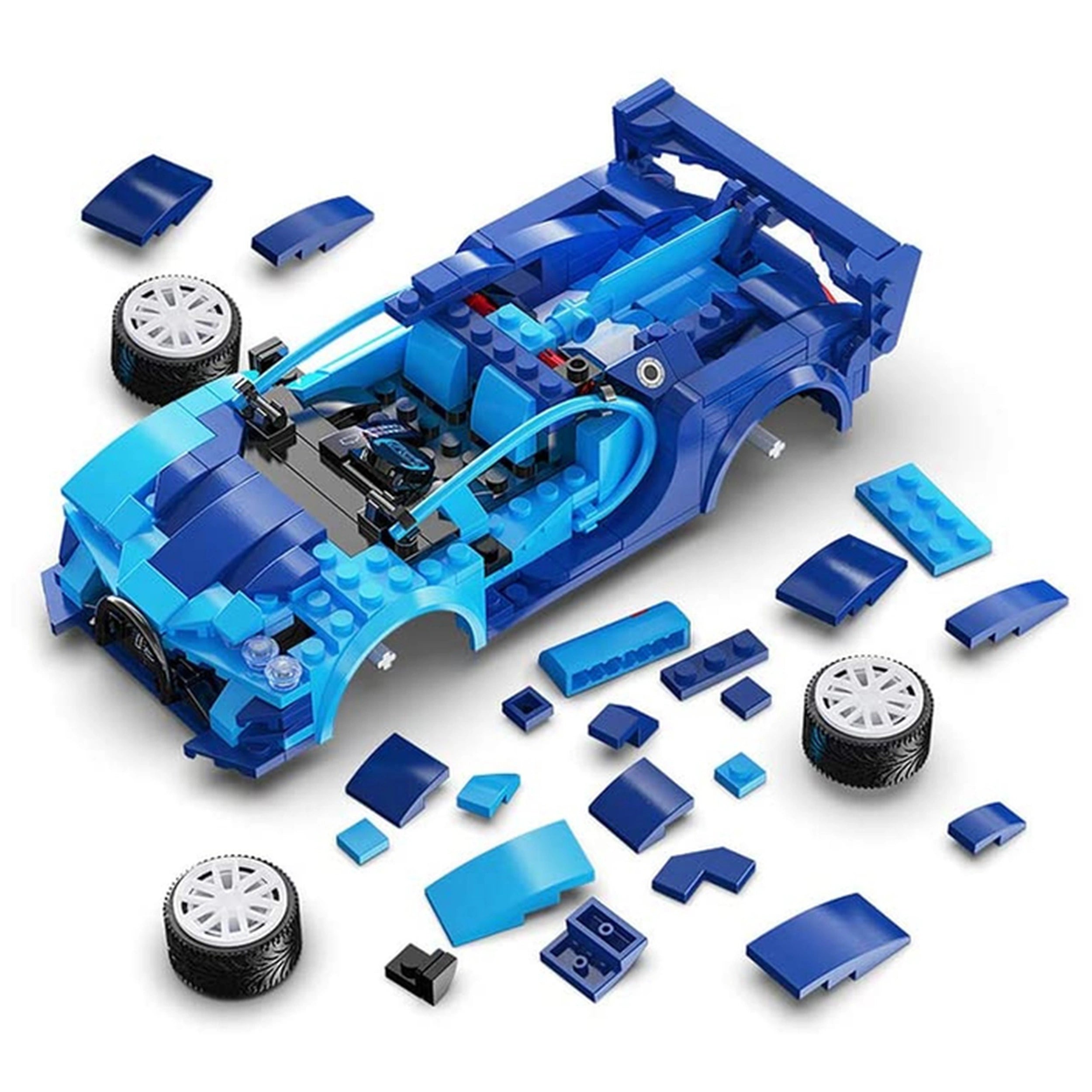 CaDA - RC Blauwe Raceauto Dual Mode Controller - Constructieset Speelgoed