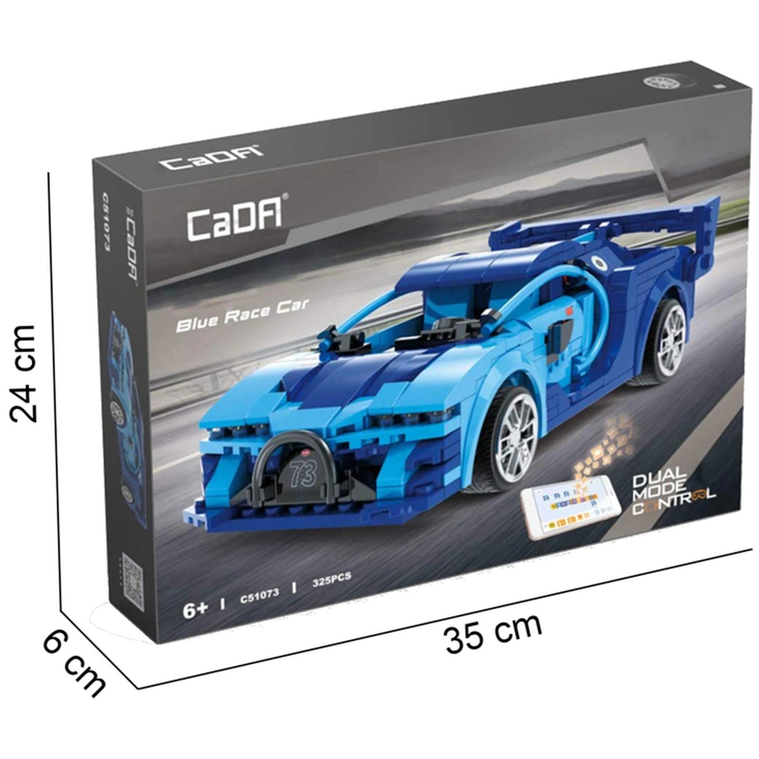 CaDA - RC Blauwe Raceauto Dual Mode Controller - Constructieset Speelgoed