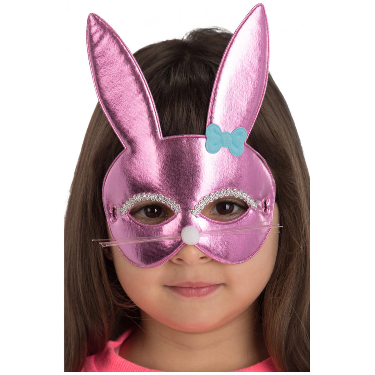 Carnival Toys - Metalen Roze Konijnenstofmasker Voor Leuke Verkleedpartijen En Creatief Spel - Doen alsof Beroepen En Rollenspellen