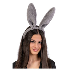 Carnaval Speelgoed - Verkleed- en rollenspel - Flexibele Grijze Bunny Oren - Volwassen - Kostuumaccessoire