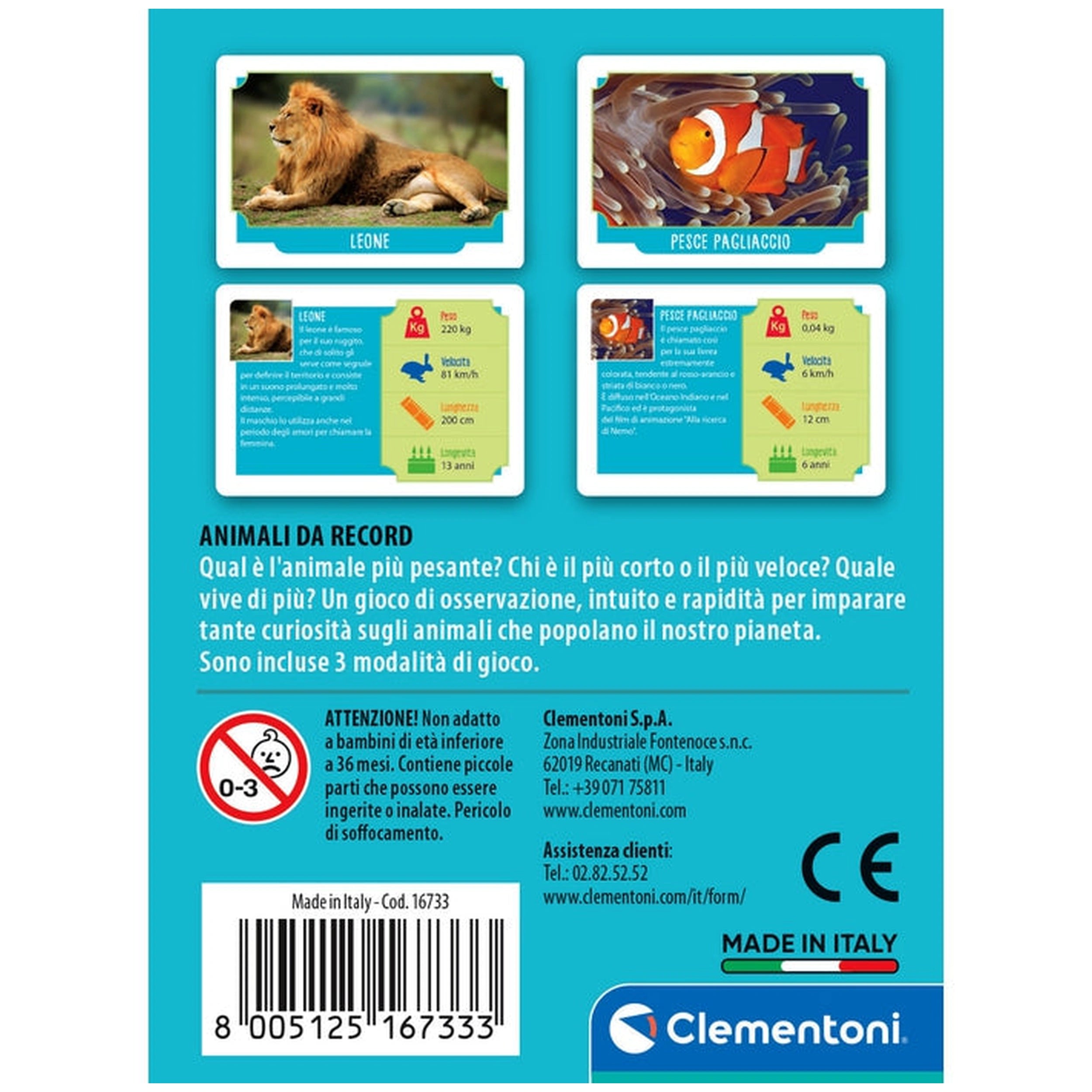 Clementoni - Animali Da Record Kaartspellen - Italiaanse Editie