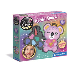 Clementoni Crazy Chic - Koala Spark Trousse Make-Up Set for Kids Ages 6 Years+ - Kawaii Animals-Themed Travel Cosmetic Palette with 6 Eyeshadows, Lipstick and Applicator