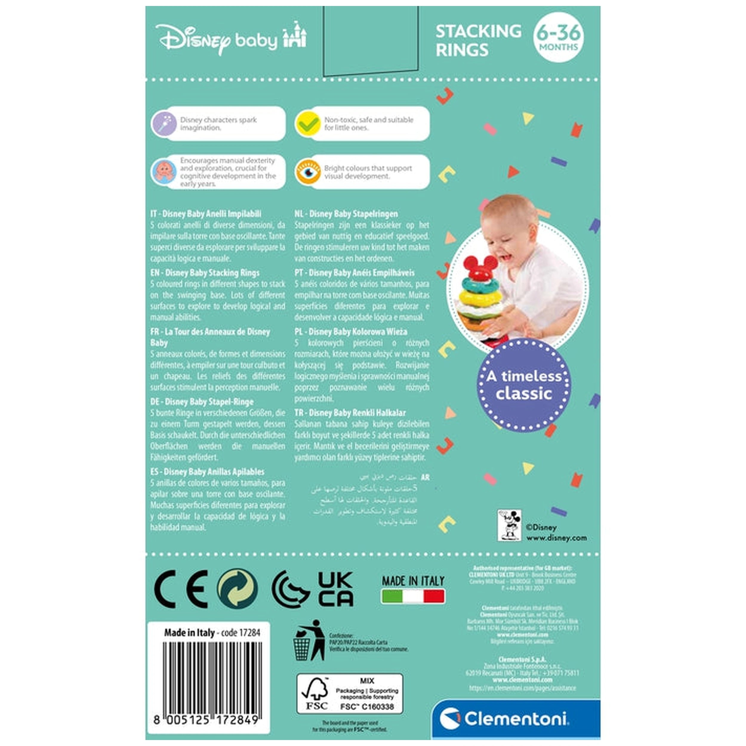 Clementoni Disney Baby - Baby Mickey Stapelringen Sorteer- en Stapelspeelgoed