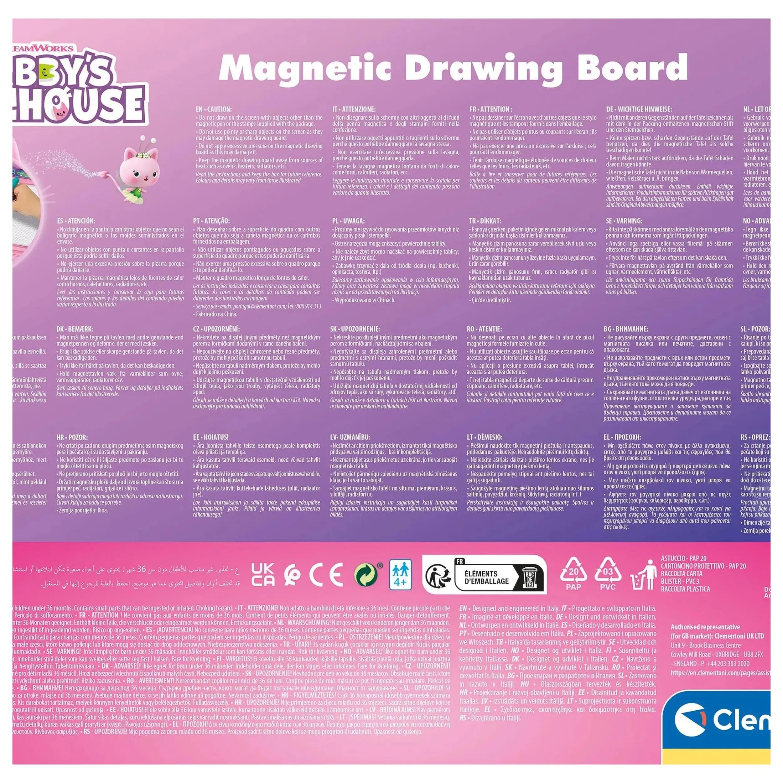 Clementoni - Gabby'S Dolls House Magnetic Magnetic Whiteboard Arts & Crafts Set