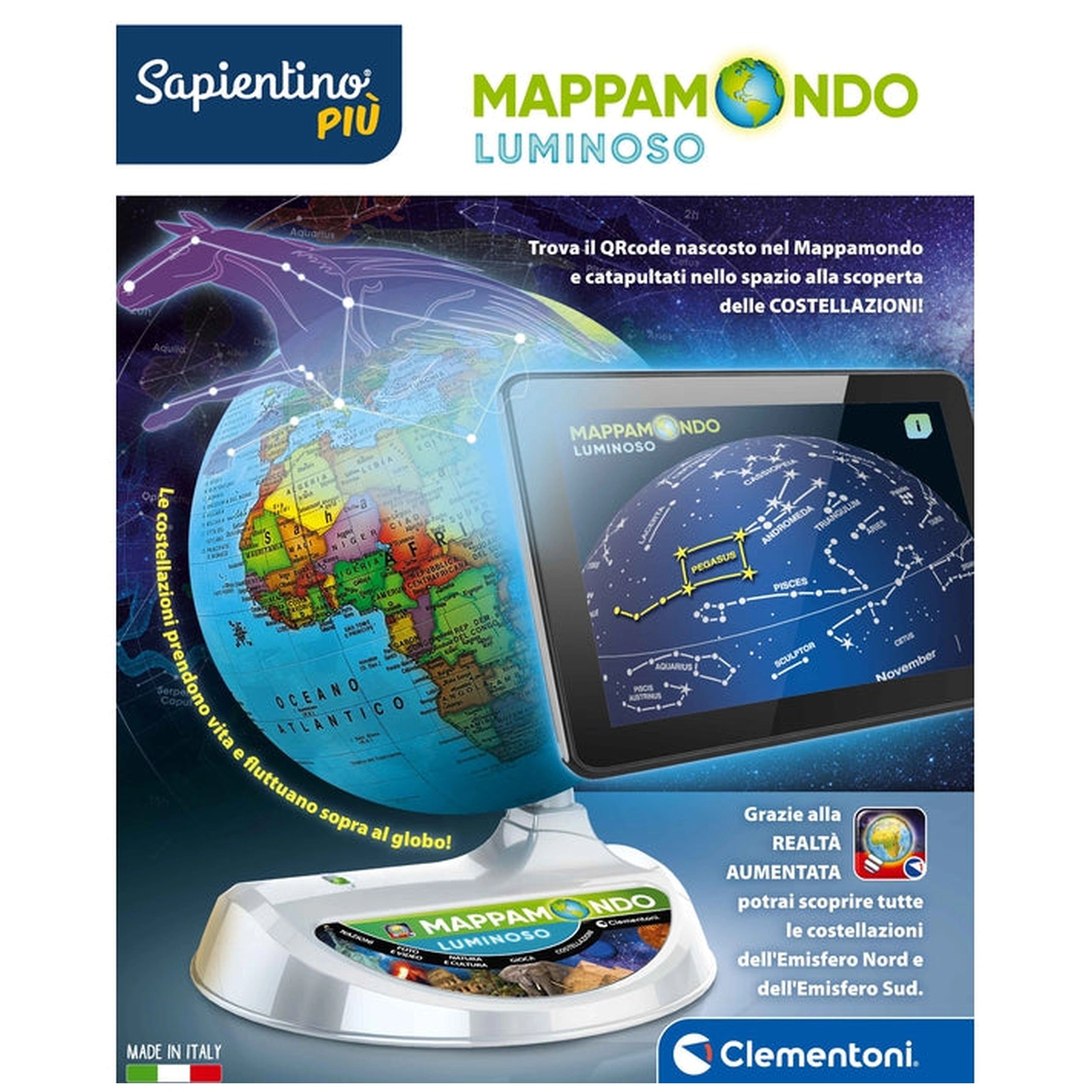 Clementoni - Mappamondo Luminoso Educatieve Speelgoed - Italiaanse Editie