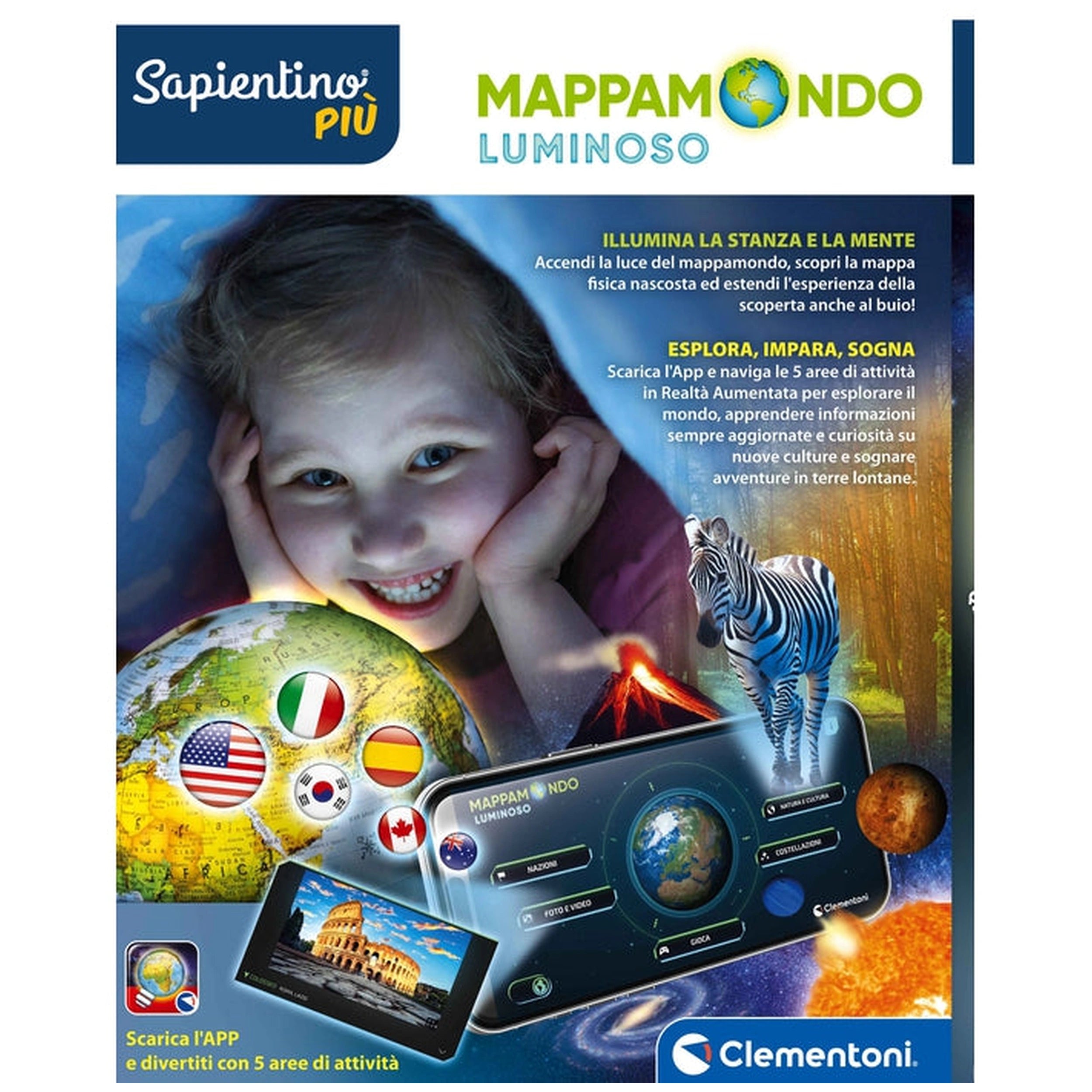 Clementoni - Mappamondo Luminoso Educatieve Speelgoed - Italiaanse Editie