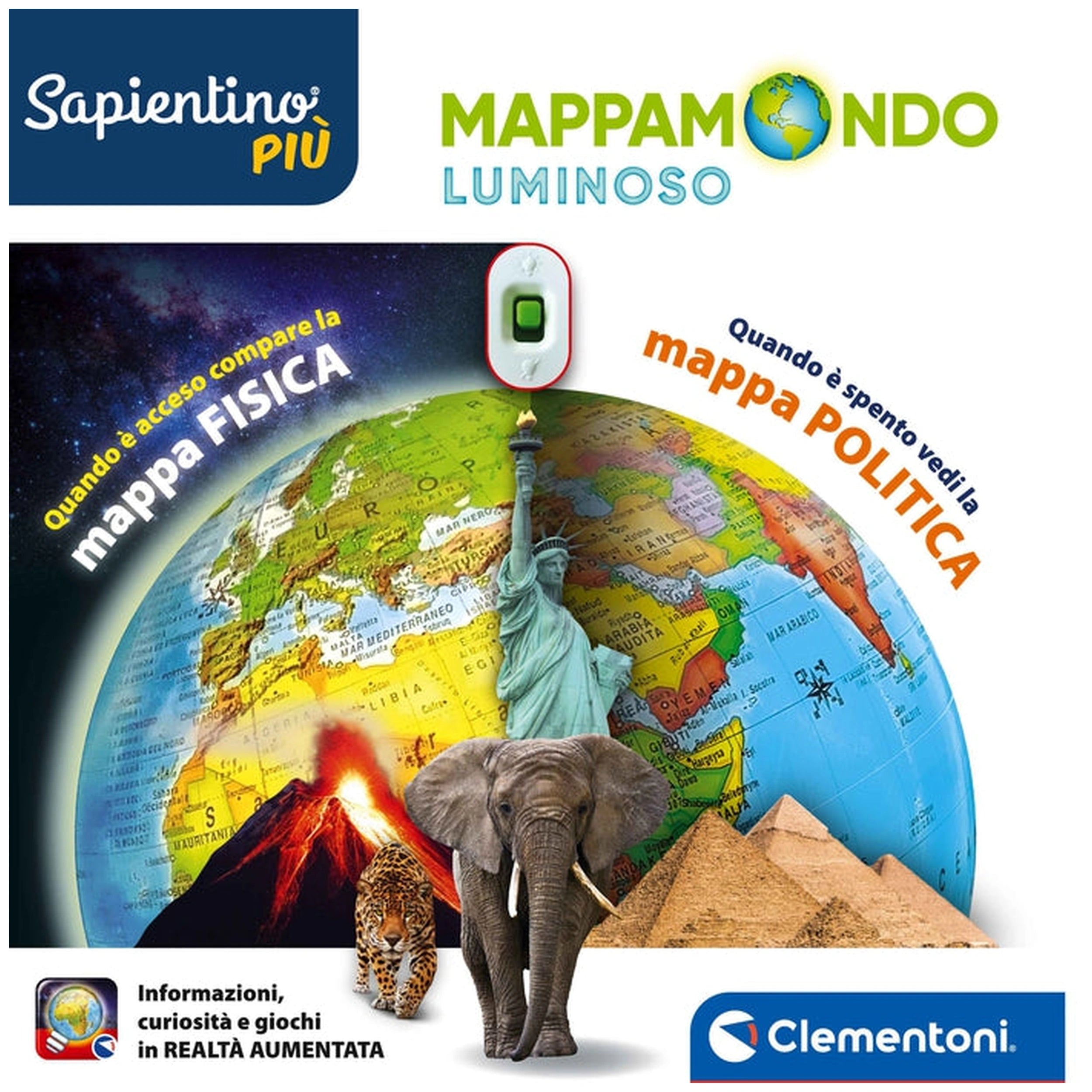 Clementoni - Mappamondo Luminoso Educatieve Speelgoed - Italiaanse Editie