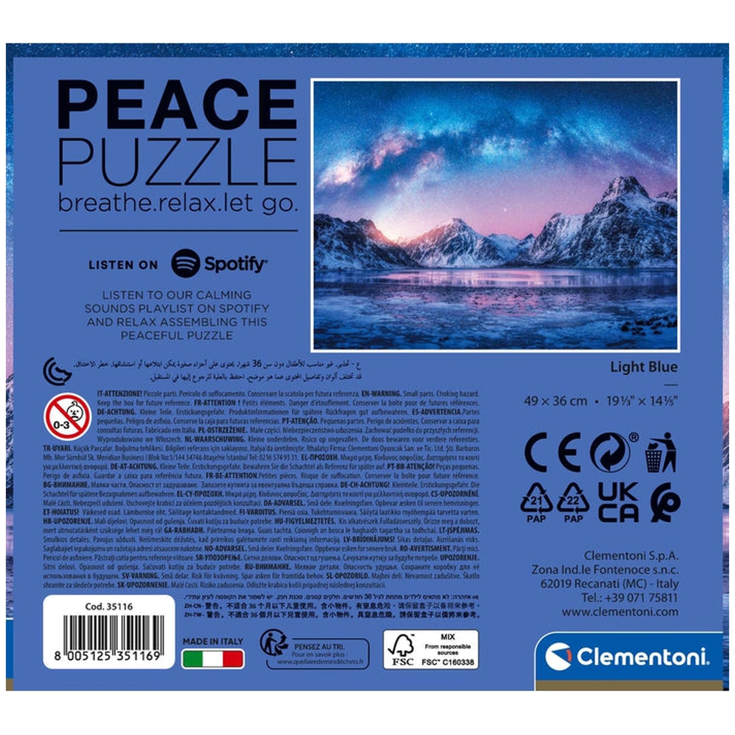 Clementoni Peace - Light Blue 500 Pcs Puzzles