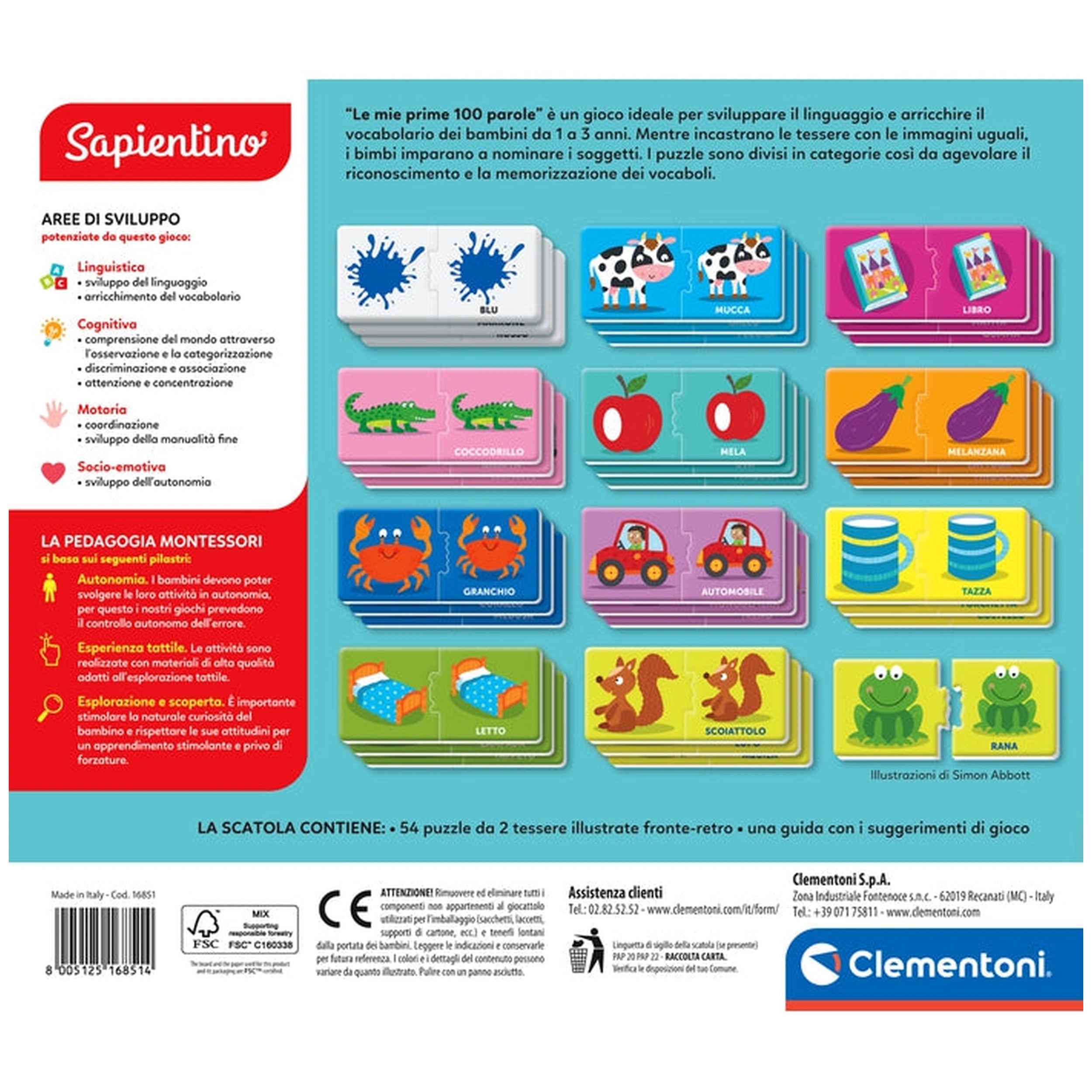 Clementoni - Sapientino - Montessori-Mijn-Eerste-100-Woorden - Educatief-Speelgoed