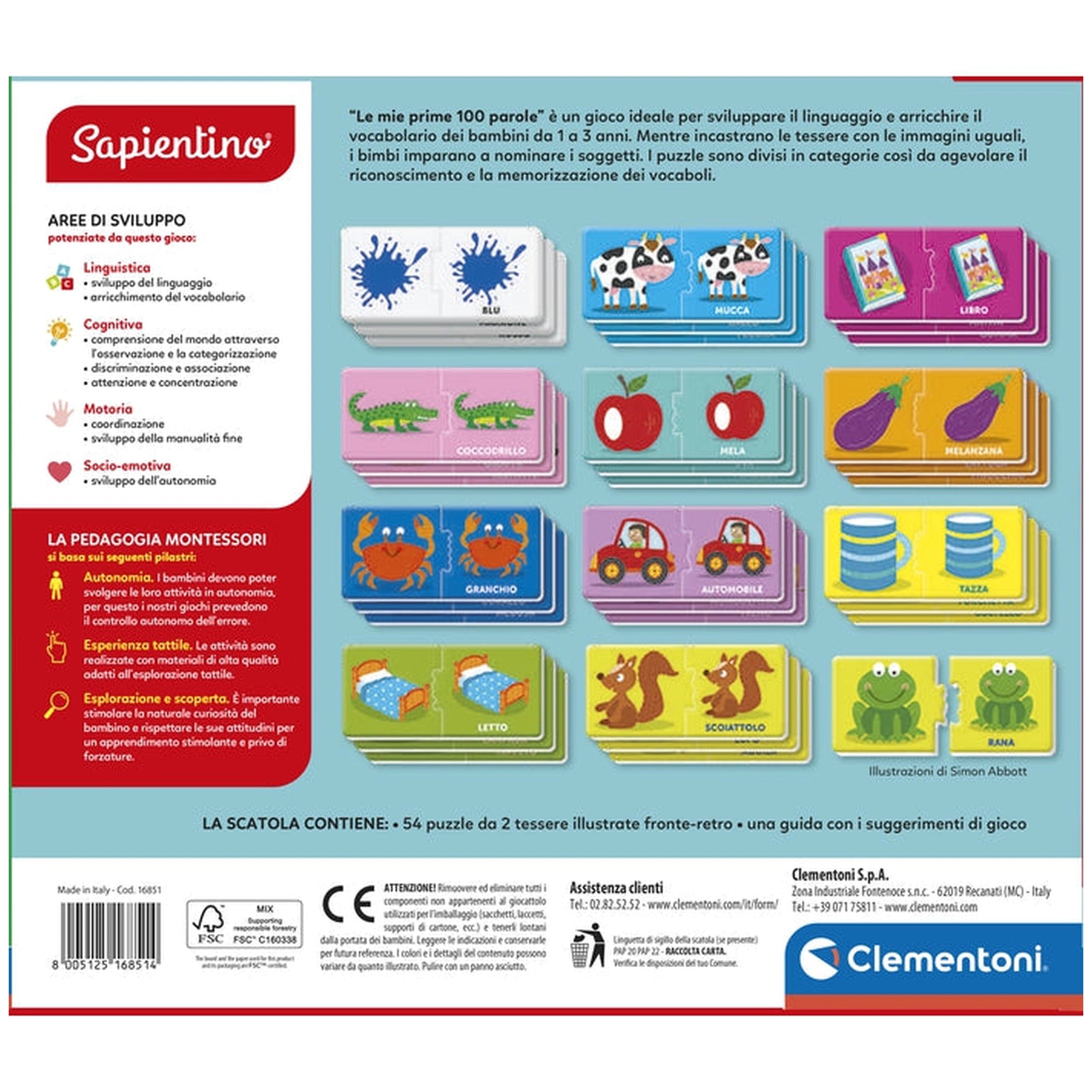Clementoni - Sapientino - Montessori-Mijn-Eerste-100-Woorden - Educatief-Speelgoed
